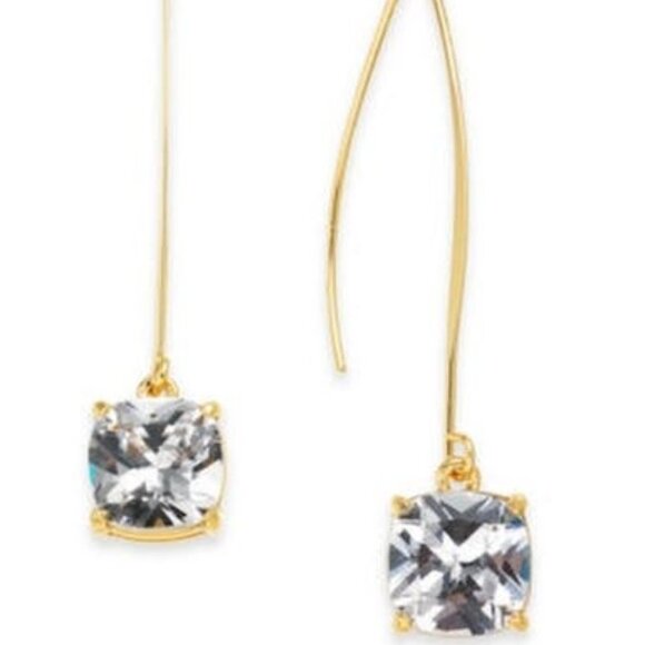 Inc Gold-Tone Cubic Zirconia Square Linear Drop Earrings - Picture 3 of 3